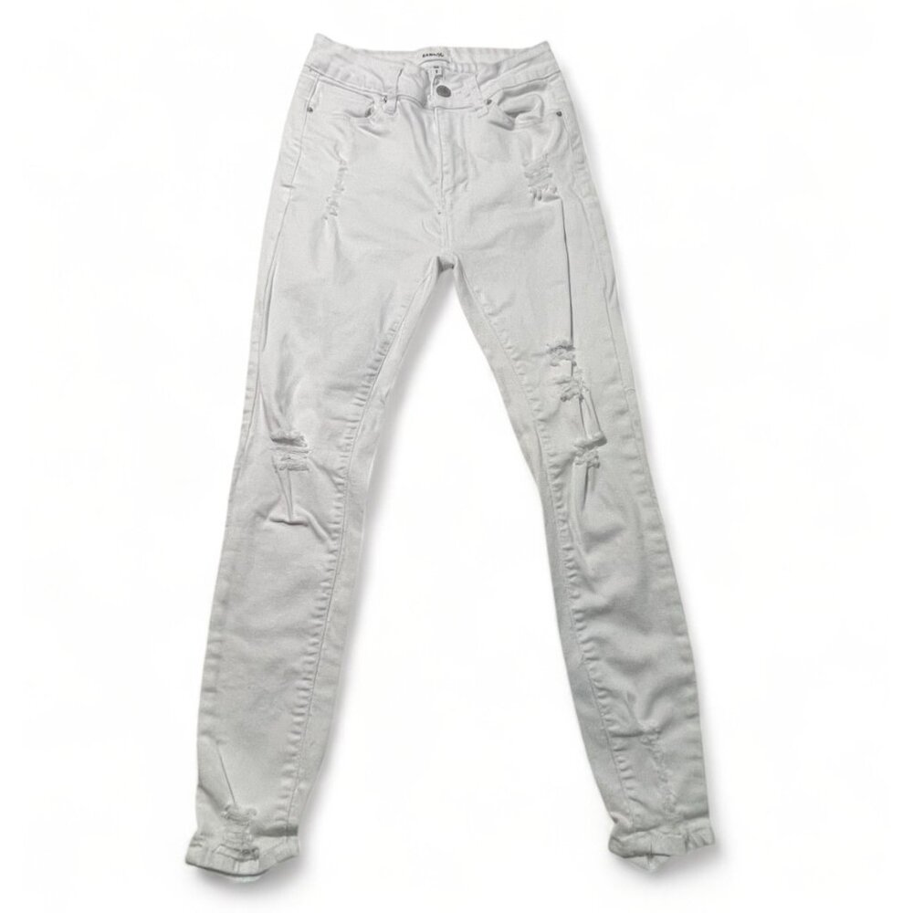 Bamboo Distressed White Skinny Jeans Girls Size 7 Cotton Blend